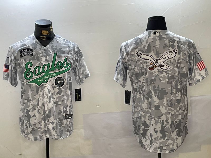 Men Philadelphia Eagles Blank Nike Arctic Camo 2024 Salute to Service Limited NFL Jersey style 6